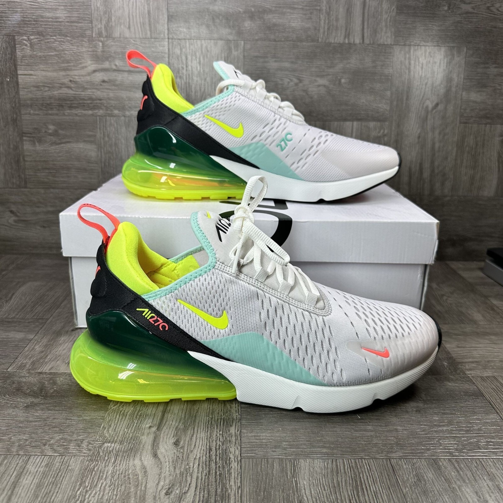 Nike Air Max 270 FZ4132-001 Mens 10.5 White Volt Running Shoes