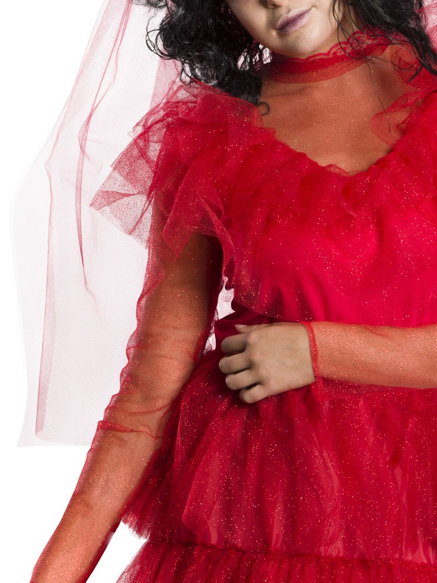Beetlejuice Lydia Deetz Red Wedding Dress Halloween Ladies Costume