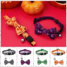 With Bell Halloween Cat Collar Adjustable Cat Bow Tie  Halloween
