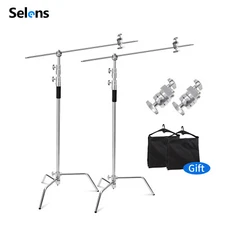 2X 10ft Heavy Duty C Stand Light Century Booms Grip Arm Gobo Studio Stainless