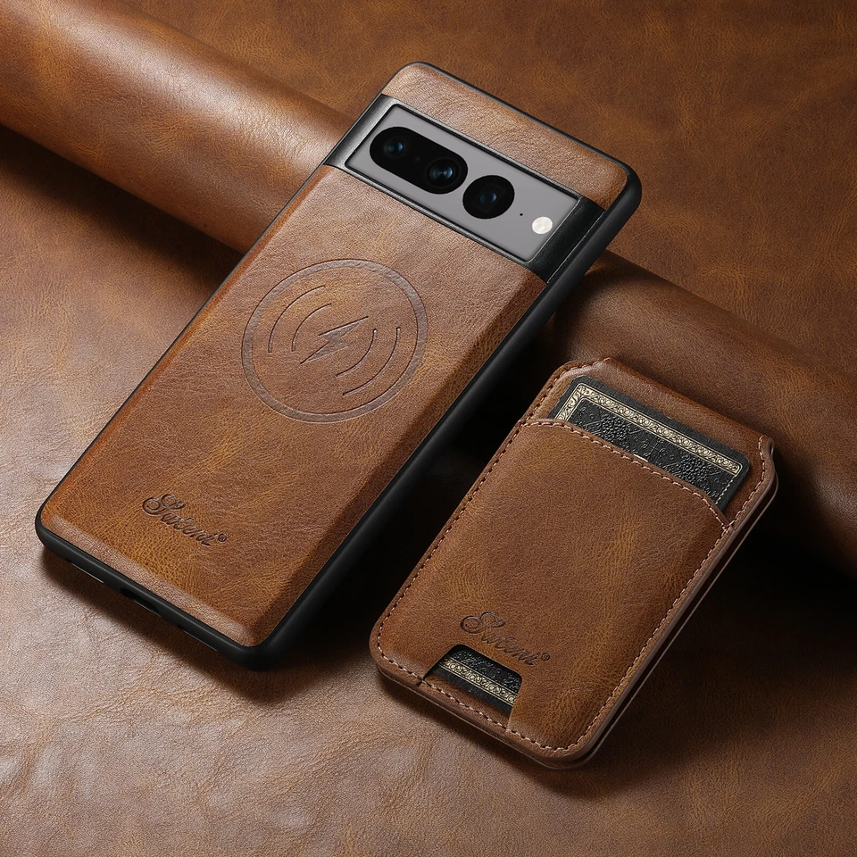 Funda tipo billetera desmontable con soporte magnético de cuero para Google Pixel 9 Pro XL/8/7A/6 Foto 2 de 4