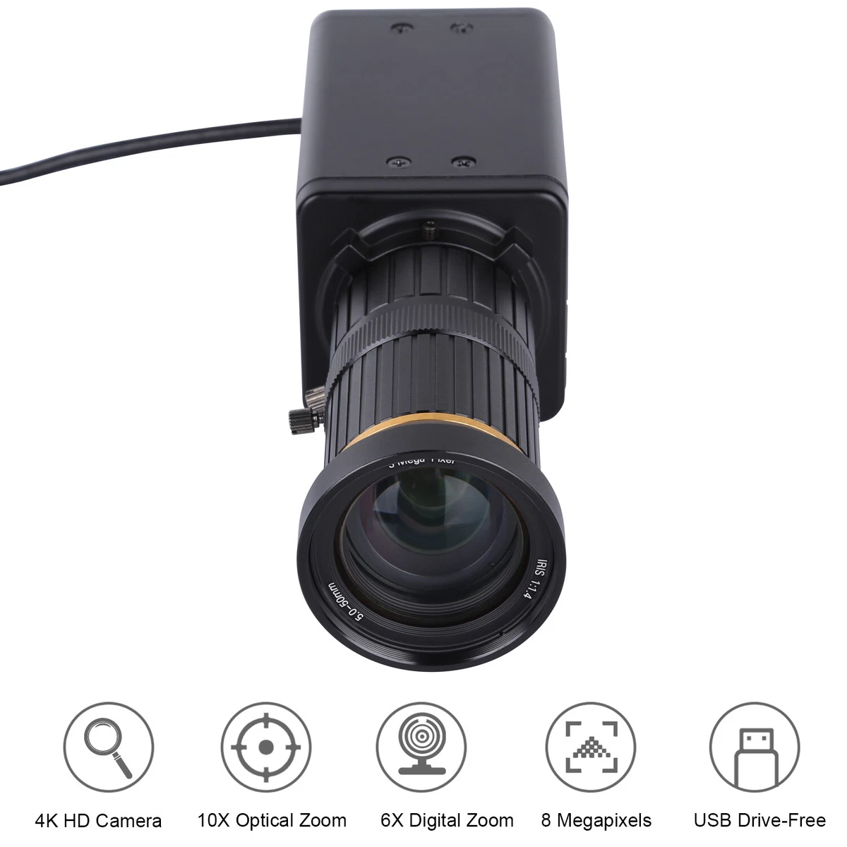 Aibecy 4K HD Camera Computer Camera Webcam 8 Megapixels 10X