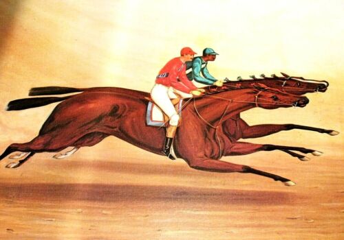 Vintage HORSE RACE Monmouth Park PRINT Charles Zellinsky Saratoga Racing Museum - Picture 1 of 4