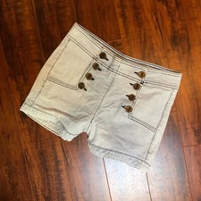 Vintage Striped Nautical Style High Waist Stretchy Jean Shorts sz M