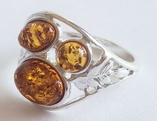BALTIC AMBER 925 STERLING SILVER Ring Genuine Honey AMBER RING 2.6gr SIZE 6