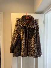 Dennis By Dennis Basso Animal Design Faux Fur Long Sleeve Coat Size 2xl