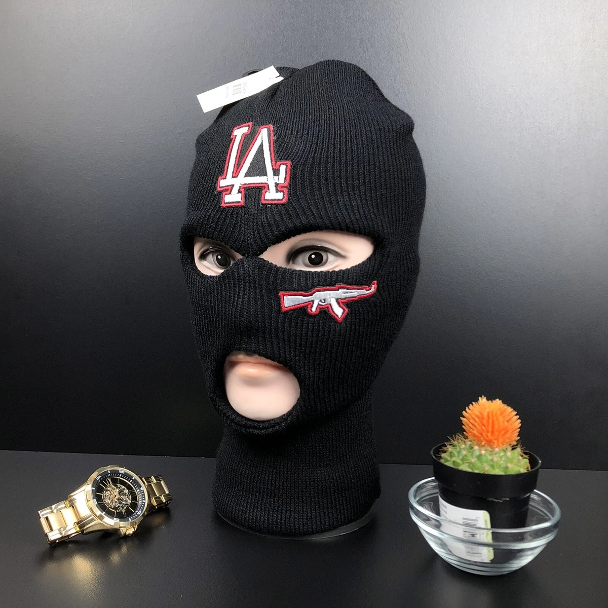 3 Hole Full Face Ski Mask Embroider Custom Patch Balaclava