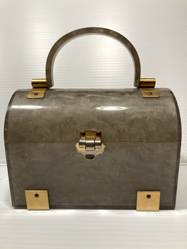 Antique - Gray Marbled - Lucite Lunchbox Purse - Beautiful 