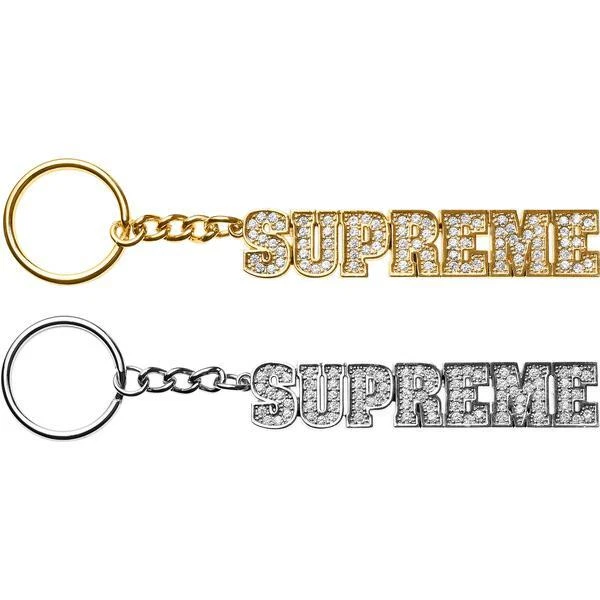 Porte clés logo Supreme Block argent or S/S 18