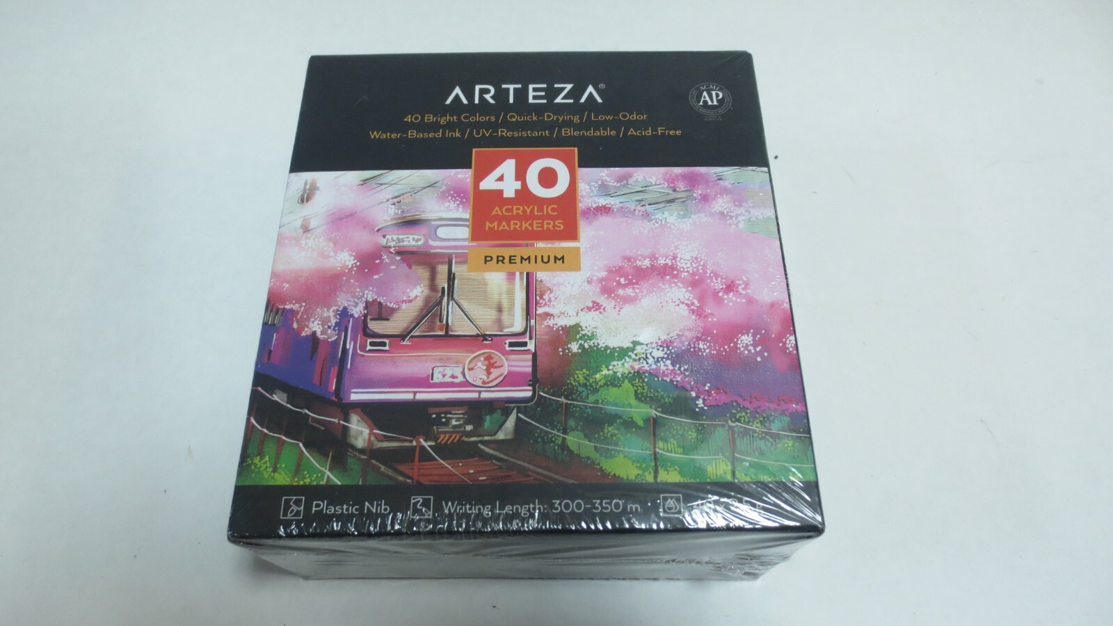 Arteza Acrylic Paint Markers, Set of 40 Colors, Long-Lasting