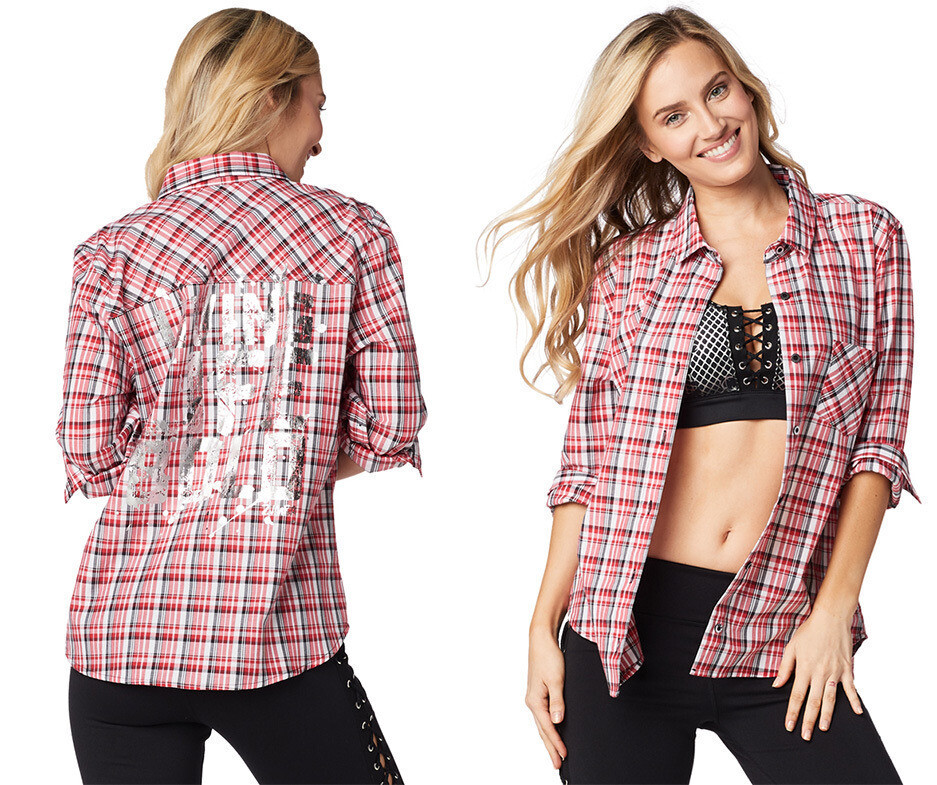 ZUMBA LOVE Flannel Button Up Down Shirt Zin Convention