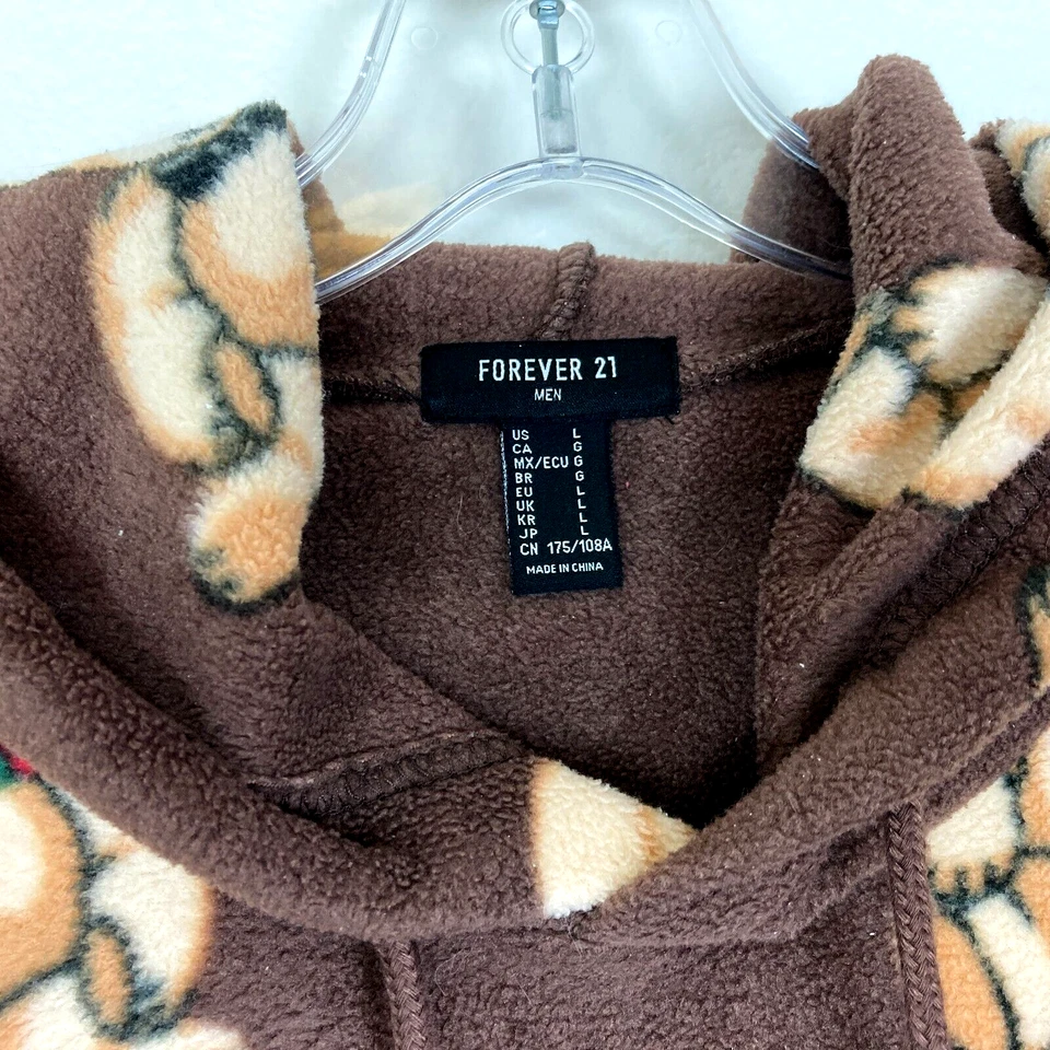 Женская флисовая толстовка с капюшоном Forever 21 Teddy Bear размер L коричневая негабаритная мягкая уютная - Изображение 3 из 4