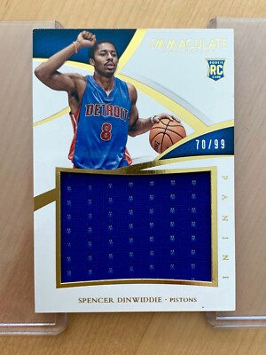 2014-15 IMMACULATE SPENCER DINWIDDIE RC SP JUMBO PATCH #/99 Mavericks CLEAN WOW!