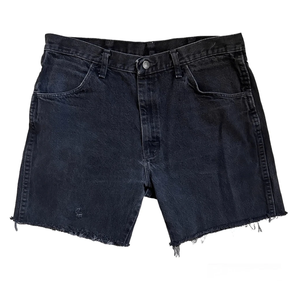 Wrangler black denim best sale shorts