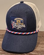 Kane County Cougars Baseball Trucker Hat Cap SnapBack RWB Rope Patch Miller Lite