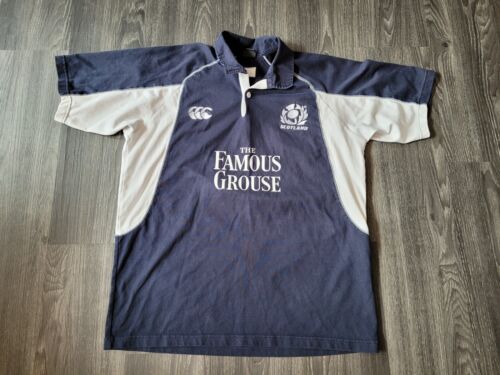 Scotland Rugby Jersey Mens Large Home Canterbury Famous Grouse 2002-2005 Blue - Picture 1 of 7