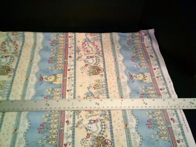 WASHED & IRONED Cats& Rabbits Fat Quarter 18'' X 21  1/2 '' Cotton Fabric