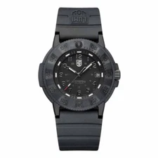 Luminox 43mm Watch Navy SEAL 3000 Series Black/Black Dial Black PU Strap