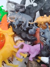 Vintage Multicolor Plastic Wild Animal Figure Lot of 14.4oz Plastic Rubber Toys
