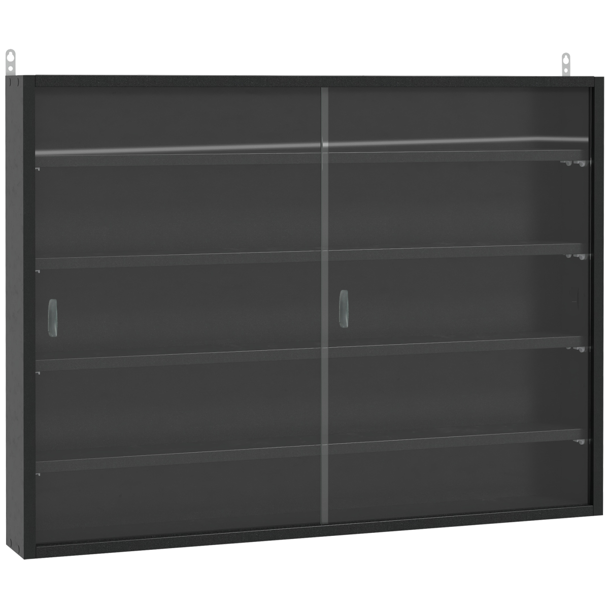 Homcom Black 5/7Tier Wall Display Shelf Unit Cabinet W/ Shelves Glass Doors - 5-Tier - Image 2