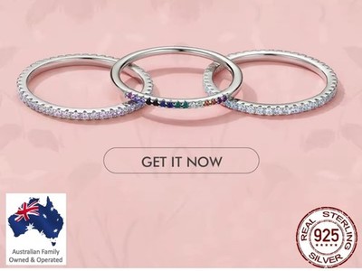 BAMOER Eternity Zircon Ring 925 Sterling Silver Sparkling Simple Stackable