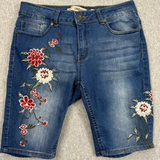 Sandpiper Jean Short WMNS 12 Medium Wash Denim Floral High-Rise Boho Bermuda
