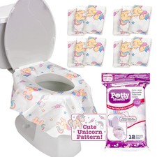 Potty Shields Toilet Seat Covers 12 pk,Unicorns - XL Waterproof Toilet Cover