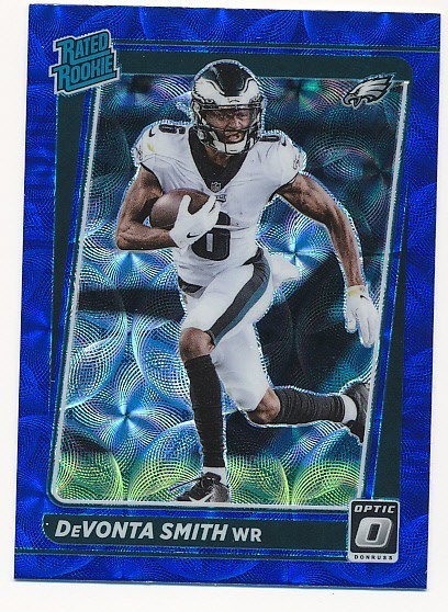 DEVONTA SMITH 2021 DONRUSS OPTIC RATED ROOKIE BLUE SCOPE PRIZM #205 RC MINT