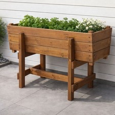 Wooden Garden Planter on Legs Extra Deep Raised Vegetable Herb Flower Stand Box