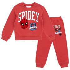 Marvel Spider-Man Toddler Boys Fleece Sweatshirt and Jogger Pants Outfit Set Red
