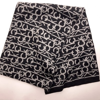 Calvin Klein Black Gray CK Pattern Wide Winter Scarf