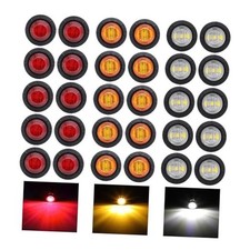 Pack of 30 3/4 Inch Mini Round 10 Amber 10 Red 10 White 3 LED Trailer Side