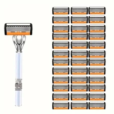 High-Quality Men'S Progressive Razor with Metal Handle - Non-Slip, Multi-Blade S