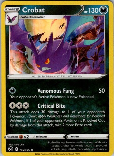 Pokemon SWSH12: Silver Tempest Crobat 105/195 NM Holofoil