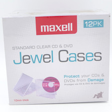 Maxell 12 Pack Standard Clear CD  DVD Jewel Cases 10mm Thick CD-360