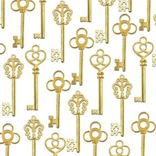 Large Antique Gold Skeleton Keys - Dramatic Set of 30 for Steampunk Decor