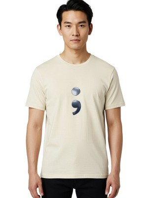 Semicolon-1 Mens Graphic Tee, 100% Cotton, Casual Summer Wear