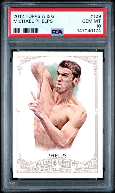 MICHAEL PHELPS 2012 TOPPS ALLEN & GINTER ROOKIE CARD PSA 10 GEM MINT LOW POP JG