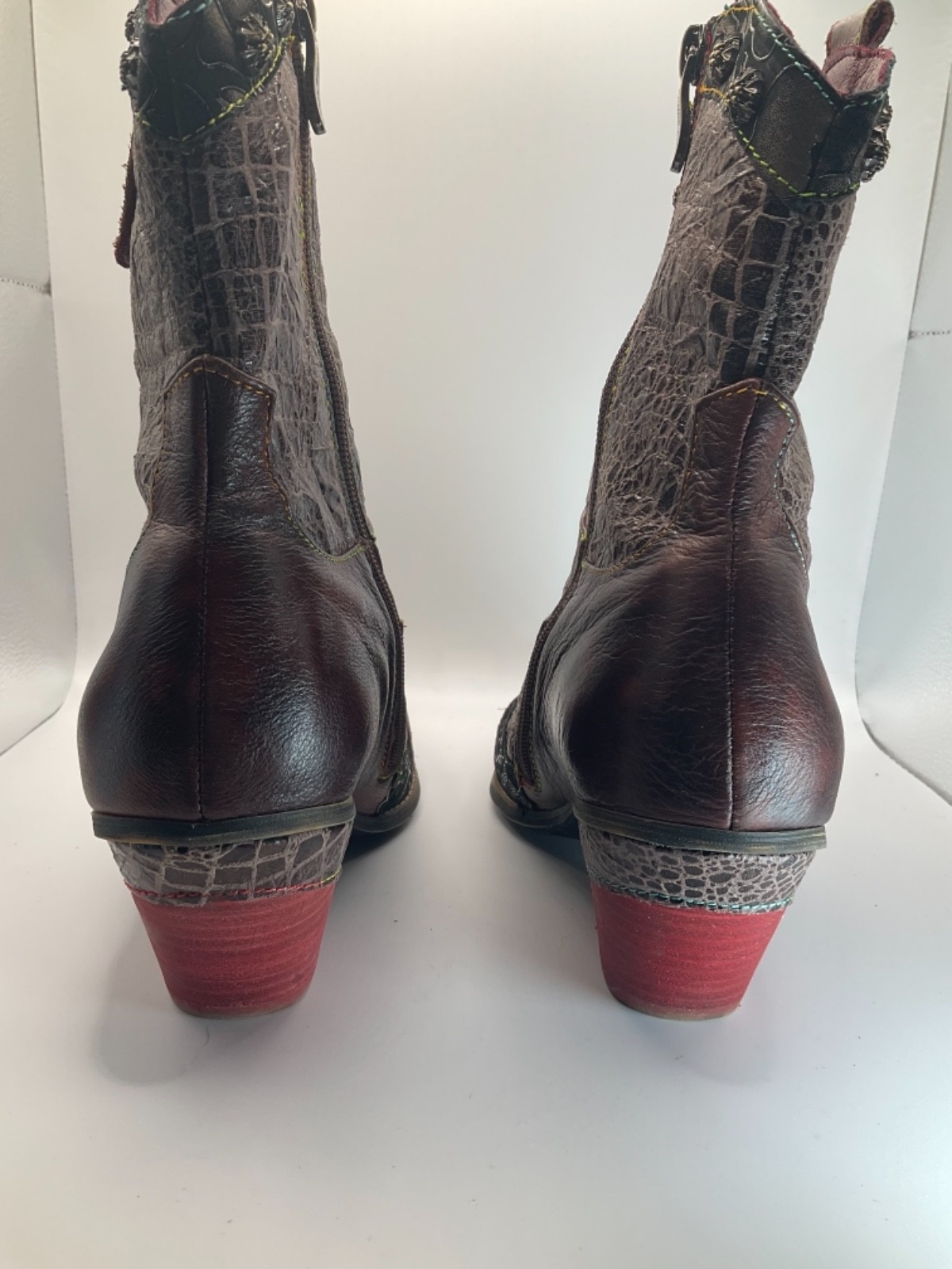 L'Artiste Spring Step Patchwork Snake Print Leath… - image 6