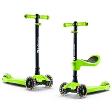 2-in-1 Kids Kick Scooter, Adjustable Height Handlebars and Removable Seat, 3-14