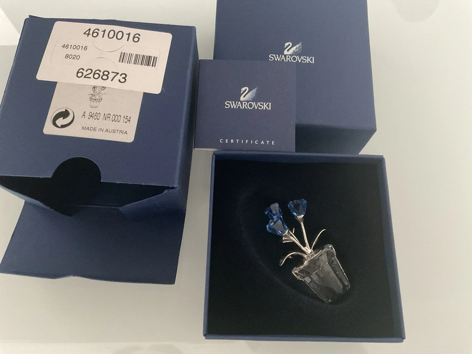 Swarovski blue forget me knot Flower vase rhodium 626873 9460 000 154