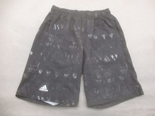 Adidas Size M Boys Gray Pull On Pockets Lined Activewear Sports Shorts 370