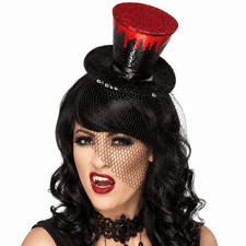 Ladies Halloween Blood Drip Mini Top Hat Gothic Fancy Dress Costume Accessory