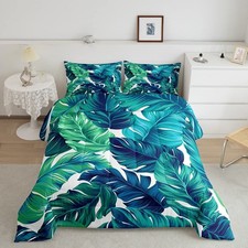 Tropical Leaves Bedding Set Palm Leaf Comforter Set for Botanical Comforter S...