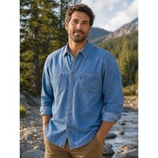 LEVIS Men's XL Red Tab Blue Denim Long Sleeve Shirt -2018