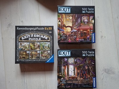 3x Puzzle Ravensburger EXIT (Escape): Gutshaus, Bibliothek der Träume, Paris