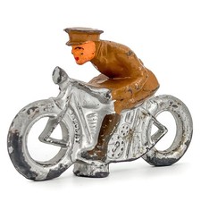 Vtg Barclay Manoil Lead Toy Soldier Cop Police on Motorcycle Dimestore Man Cave