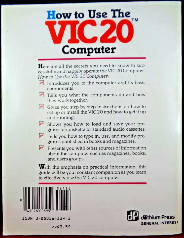 COMMODORE VC-20/VIC-20 -- HOW TO HSE THE VIC20 COMPUTER (DILITHIUM - BUCH) #3EN - Bild 3 von 3