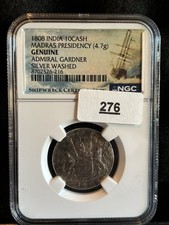 1808 India 10 Cash Madras Admiral Gardner Shipwreck Coin NGC Genuine XF/UNC LOOK