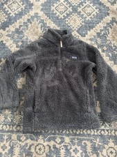 Patagonia Kids Large 12 Sherpa Fleece 1/4 Zip Pullover Gray Los Gatos